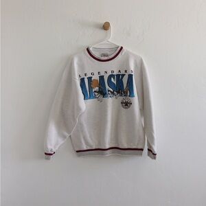 90s Alaska Sled Dog Striped Cuff Onieta Sweatshirt Medium
